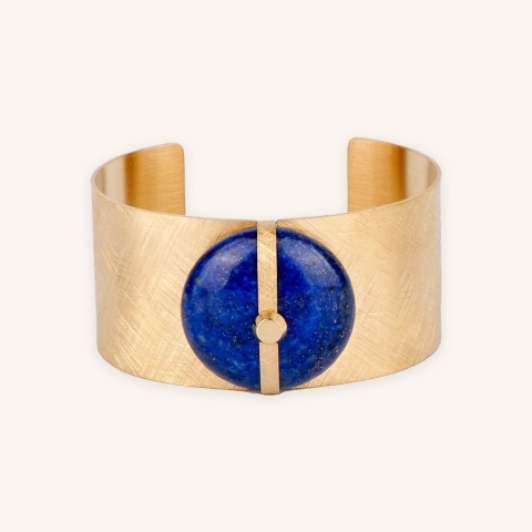 Bracelet manchette Parisse lapis lazuli en acier - Zag Bijoux