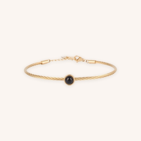 Calypso onyx bangle in gold steel - Zag Bijoux