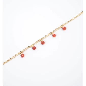 Bracelet perle cornaline en acier jaune - Zag bijoux