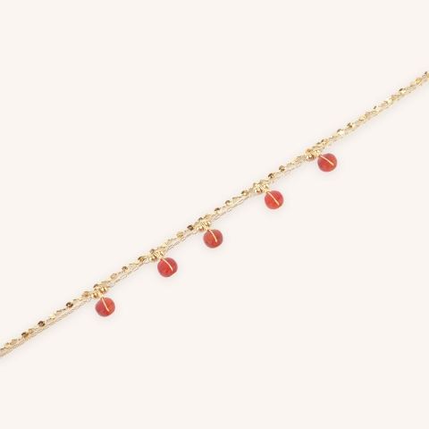 Carnelian pearl bracelet in gold steel - Zag bijoux