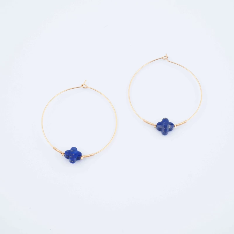 Elena lapis lazuli hoop earrings - Zag Bijoux