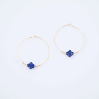 Boucles d'oreilles créoles Elena lapis lazuli - Zag Bijoux