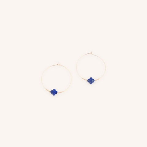 Boucles d'oreilles créoles Elena lapis lazuli - Zag Bijoux