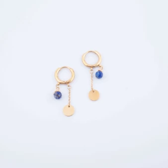 Boucles d'oreilles créoles Lany lapis lazuli - Zag Bijoux