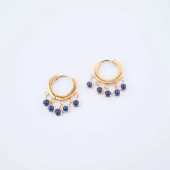 Boucles d'oreilles créoles Agathe lapis lazuli - Zag Bijoux