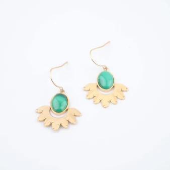 Palm earrings in malachite - Zag Bijoux