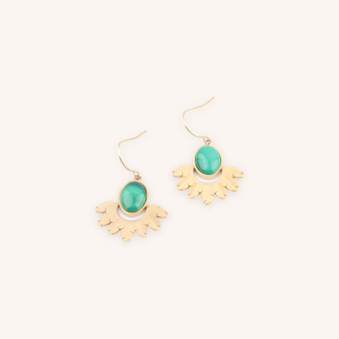 Palm earrings in malachite - Zag Bijoux