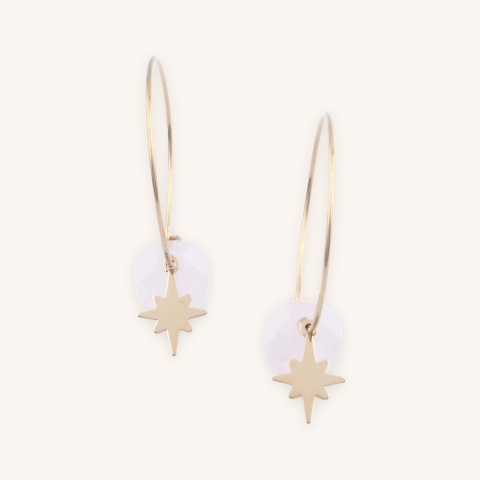 Boucles d'oreilles créoles Théa quartz rose - Zag Bijoux