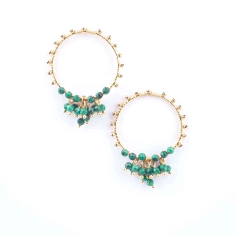 Grappa gold earrings in malachite  - Zag Bijoux