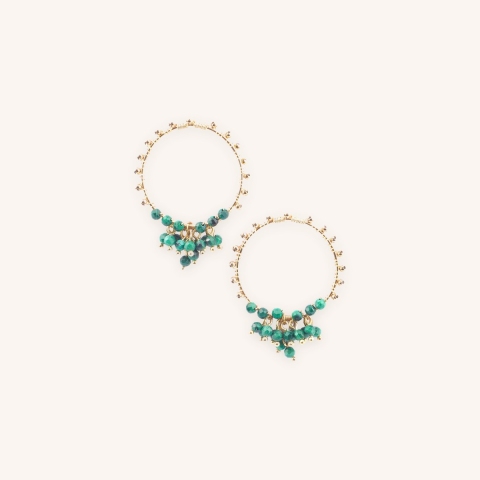 Grappa gold earrings in malachite  - Zag Bijoux