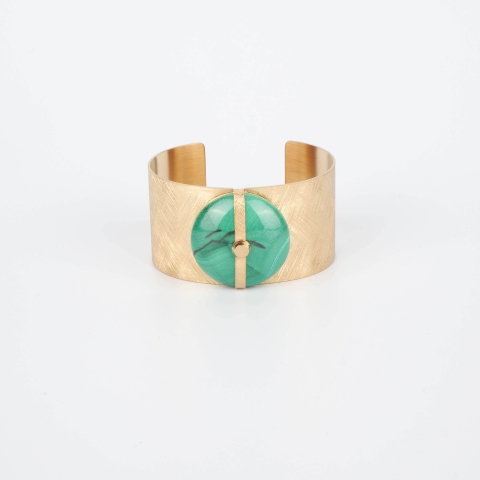 Bracelet manchette Parisse en malachite - Zag Bijoux