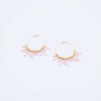 Boucles d'oreilles Paon en quartz rose - Zag Bijoux