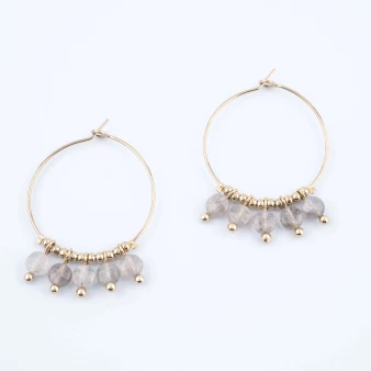 Lina labradorite hoop earrings - Zag Bijoux
