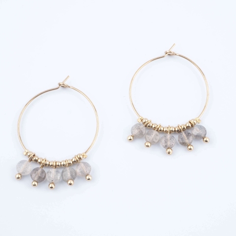 Boucles d'oreilles créoles Lina labradorite - Zag Bijoux