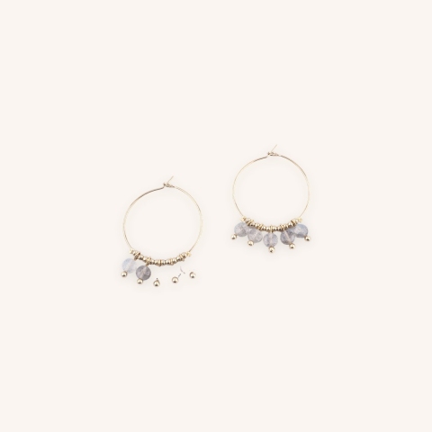 Lina labradorite hoop earrings - Zag Bijoux