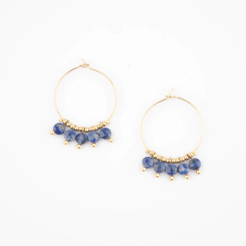 Lina lapis lazuli hoop earrings - Zag Bijoux