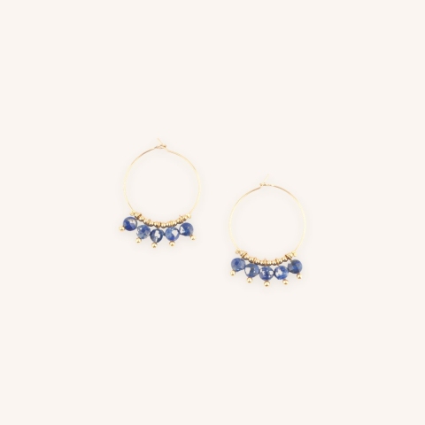 Boucles d'oreilles créoles Lina lapis lazuli - Zag Bijoux