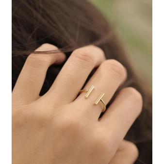 Double barrettes rose gold ring - Zag Bijoux