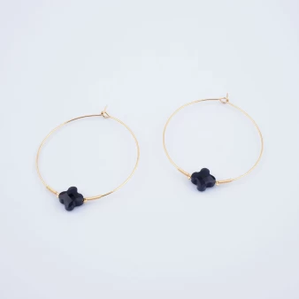 Elena onyx hoop earrings -...