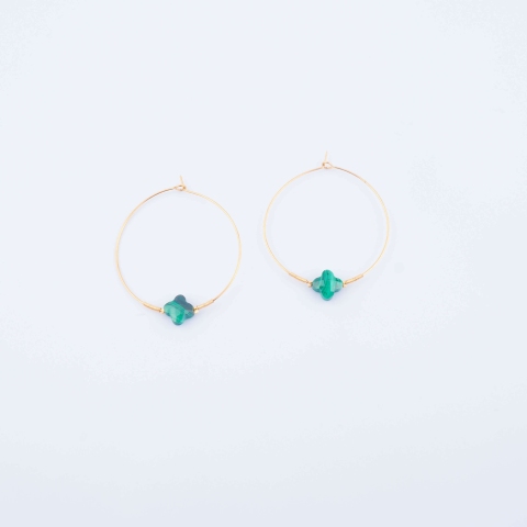 Boucles d'oreilles créoles Elena malachite - Zag Bijoux