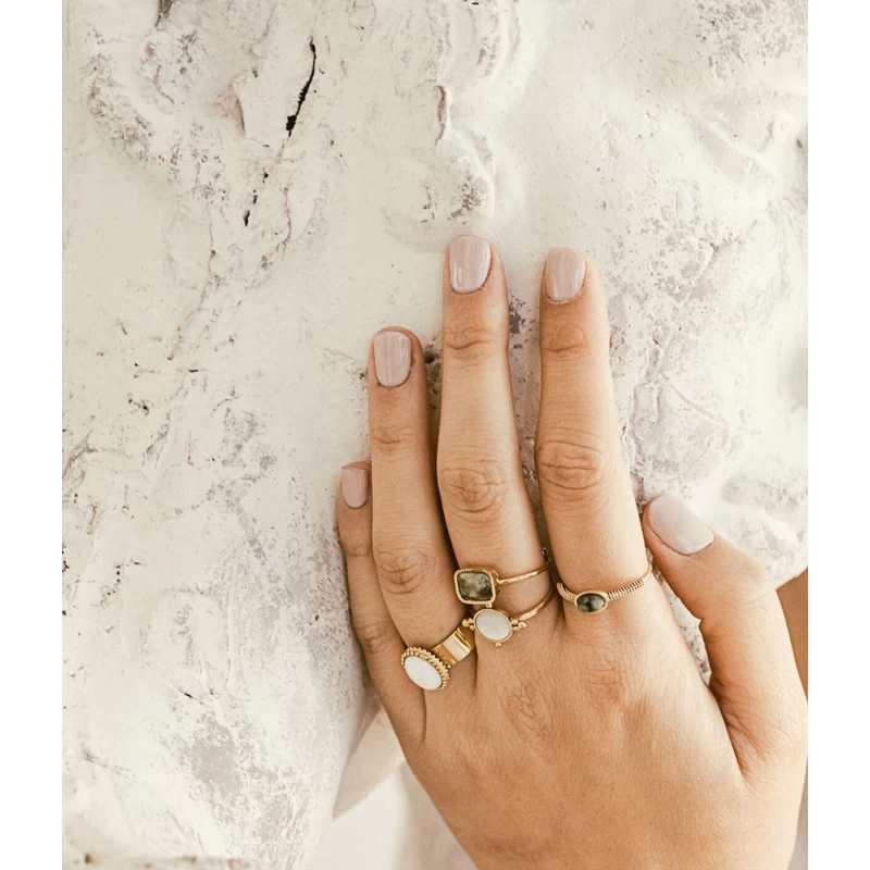 Bague ovale stone héliolite en acier jaune - Zag Bijoux Bague ovale stone héliolite en acier jaune - Zag Bijoux