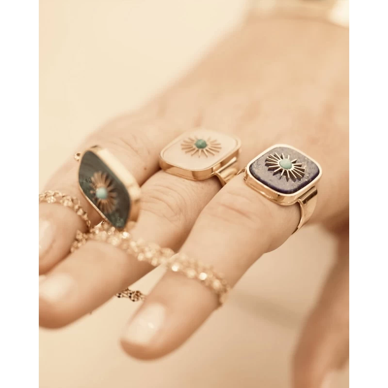 Stone sun white gold ring - Zag Bijoux Stone sun white gold ring - Zag Bijoux