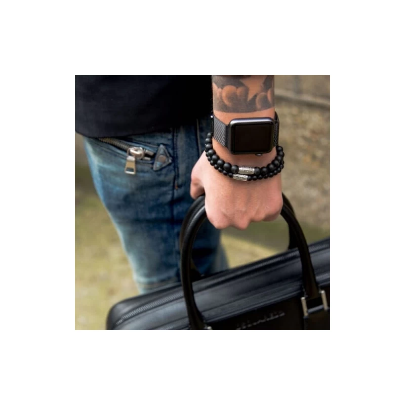 Black Rocks 6mm stone bracelet - Rebel & Rose Black Rocks 6mm stone bracelet - Rebel & Rose