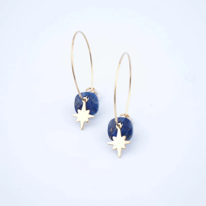 Thea lapis lazuli hoop earrings - Zag Bijoux Thea lapis lazuli hoop earrings - Zag Bijoux