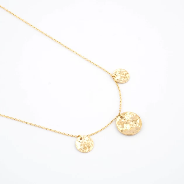 Necklace 3 gold hammered...