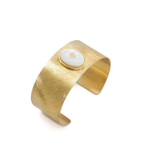 Bracelet manchette gloria en acier et nacre - Zag Bijoux