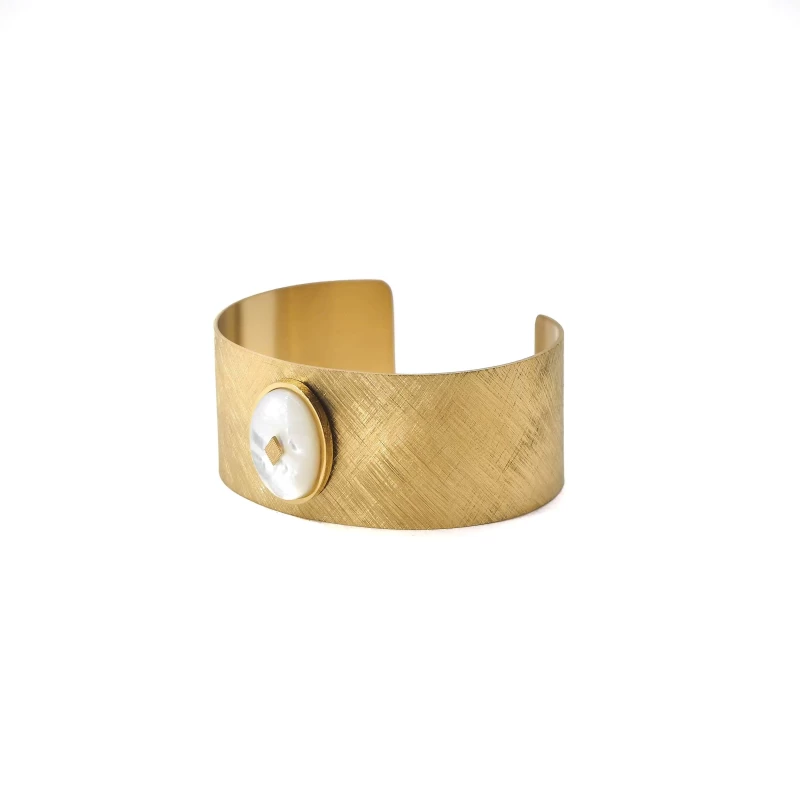 Gloria mother of pearl gold cuff bracelet - Zag Bijoux
