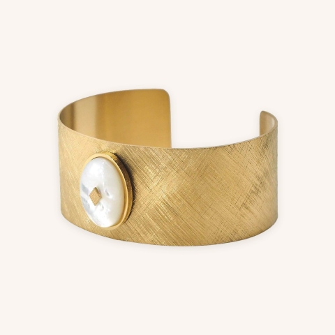 Bracelet manchette gloria en acier et nacre - Zag Bijoux