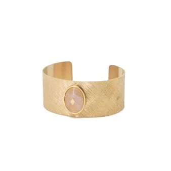 Gloria rose quartz gold cuff bracelet - Zag Bijoux