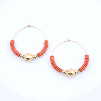 Sibylle red gold hoops...