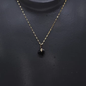 Precioso collar de diamantes en acero y ónix - Zag Bijoux