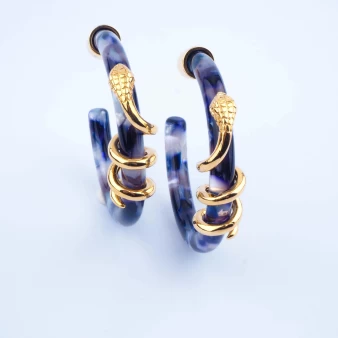 Boucles d'oreilles créoles cobra bleu - Zag bijoux