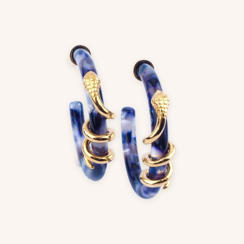 Boucles d'oreilles créoles cobra bleu - Zag bijoux