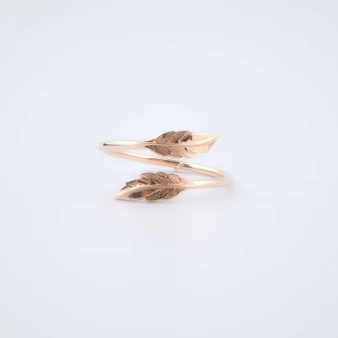 Gold plated feather ring -...