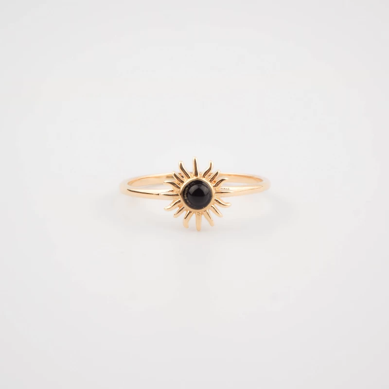 Gold plated black sun ring - Pomme Cannelle