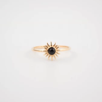 Gold plated black sun ring - Pomme Cannelle