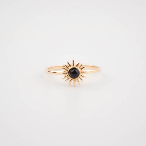 Bague soleil black en plaqué or - Pomme Cannelle