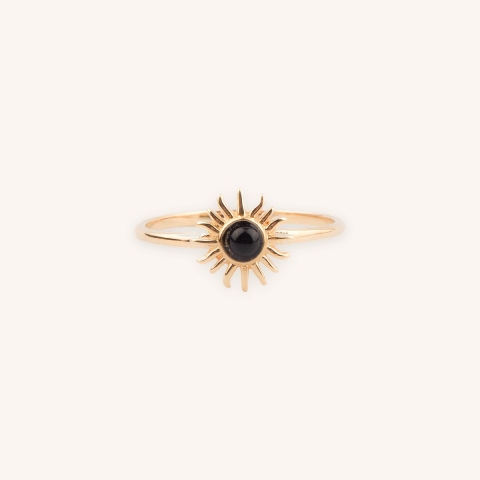 Gold plated black sun ring - Pomme Cannelle