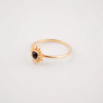 Gold plated black sun ring - Pomme Cannelle