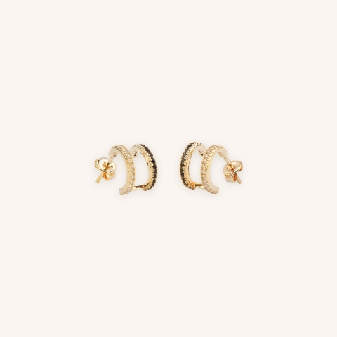 Creole earrings duo black gold - Pomme Cannelle