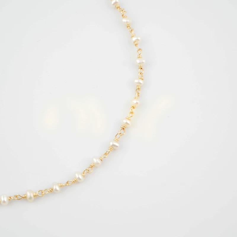 Gold-plated pearl necklace - Pomme Cannelle