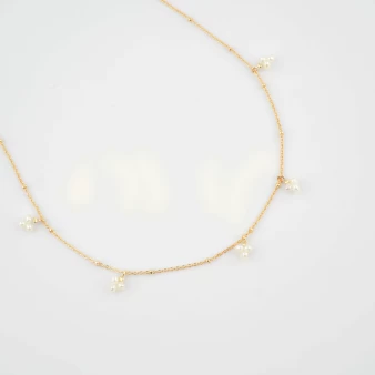 Gold plated pearl cluster necklace - Pomme Cannelle