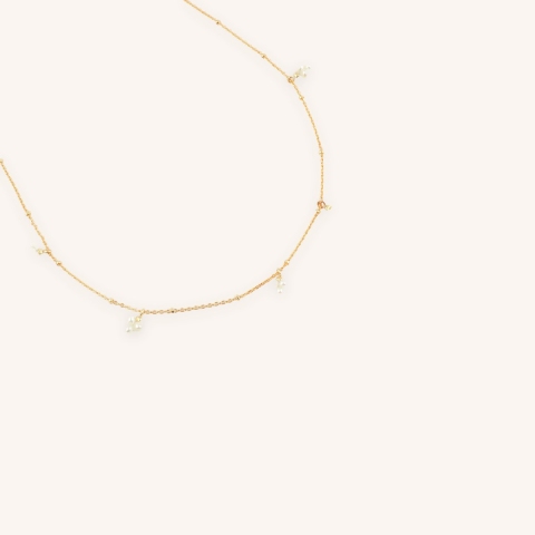 Gold plated pearl cluster necklace - Pomme Cannelle