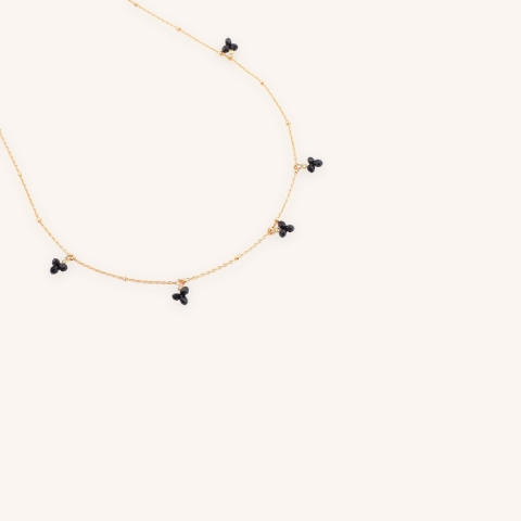 Collier grappe perle black plaqué or - Pomme Cannelle