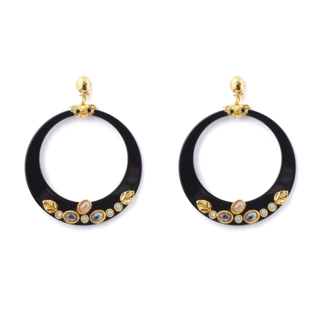 Lodge black gold earrings -...