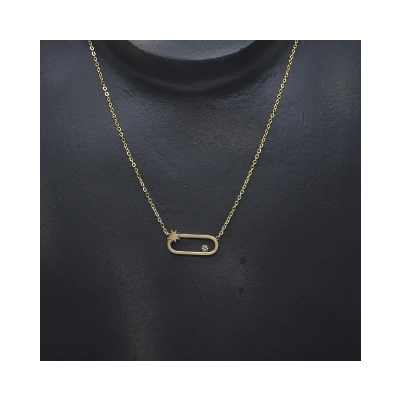 Oval star gold necklace - Zag Bijoux